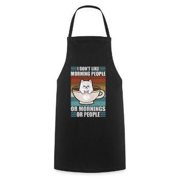Sarcastic Kitty Moody Coffee Lazy Cat - Cooking Apron - black - Front - AI Model Male 185 dark (185cm)