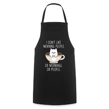 Moody Cat Morning People Coffee Tired Kitty - Kochschürze - Schwarz - Vorne - AI Model Male 185 dark (185cm)