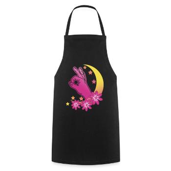 Looked in Vaporwave Moon Looked in - Cooking Apron - black - Front - AI Model Male 185 dark (185cm)