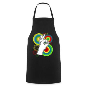 Looked in Retro funny Looked in - Cooking Apron - black - Front - AI Model Male 185 dark (185cm)