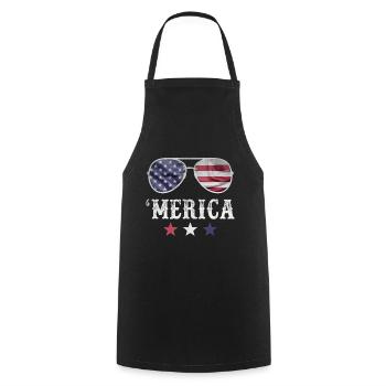 Merica Sunglasses 4th of July American Flag USA - Cooking Apron - black - Front - AI Model Male 185 dark (185cm)