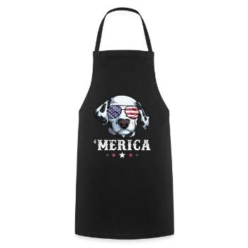 Dalmatian Dog Merica 4th of July American Flag USA - Cooking Apron - black - Front - AI Model Male 185 dark (185cm)