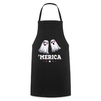 Ghosts Merica 4th of July American Flag USA - Cooking Apron - black - Front - AI Model Male 185 dark (185cm)
