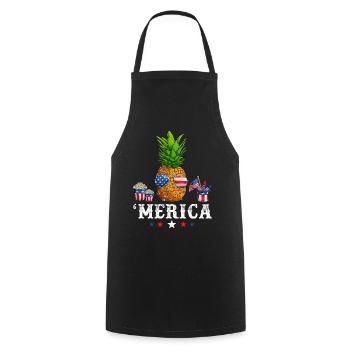 Pineapple American Flag 4th of July Merica USA - Kochschürze - Schwarz - Vorne - AI Model Male 185 dark (185cm)