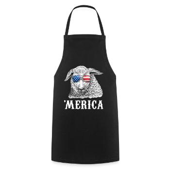 Sheep Merica 4th of July Farmer American Flag USA - Cooking Apron - black - Front - AI Model Male 185 dark (185cm)