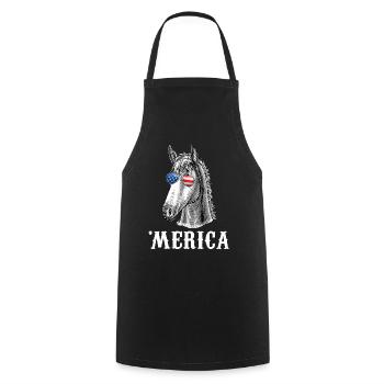 Cheval Merica 4 juillet USA Hommes Femmes American Fl - Tablier de cuisine - noir - Devant - AI Model Male 185 dark (185cm)