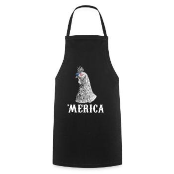 Chicken Merica 4th of July Farmer American Flag US - Cooking Apron - black - Front - AI Model Male 185 dark (185cm)