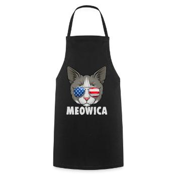 Cat 4th of July USA Kitten American Flag - Kochschürze - Schwarz - Vorne - AI Model Male 185 dark (185cm)