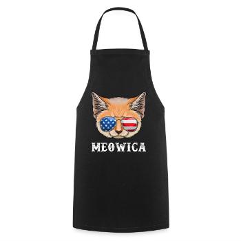 Chat 4 juillet Hommes Femmes Chaton USA Drapeau américain - Tablier de cuisine - noir - Devant - AI Model Male 185 dark (185cm)