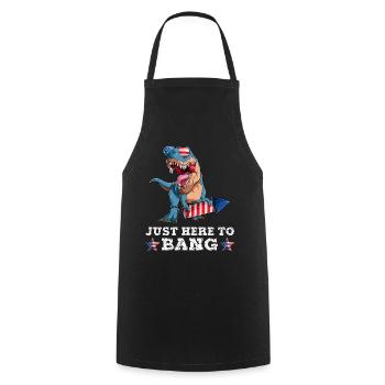 Trex 4 juillet Dinosaur Fireworks Drapeau américain - Tablier de cuisine - noir - Devant - AI Model Male 185 dark (185cm)