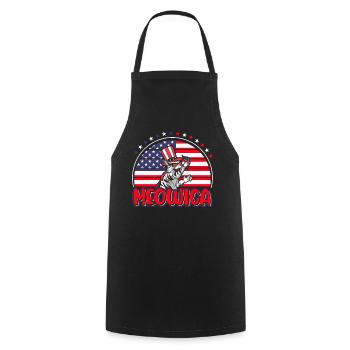 USA Patriotic Cat 4 juillet Miaou - Tablier de cuisine - noir - Devant - AI Model Male 185 dark (185cm)