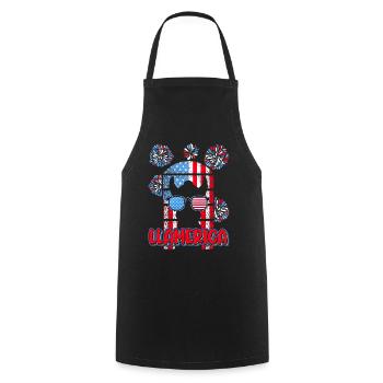 Patriotic Lama USA America Feux d’artifice - Tablier de cuisine - noir - Devant - AI Model Male 185 dark (185cm)