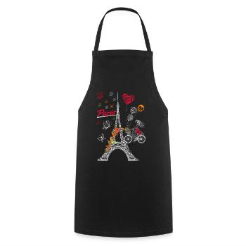 Love Paris Trip France Fleur Tour Eiffel - Tablier de cuisine - noir - Devant - AI Model Male 185 dark (185cm)