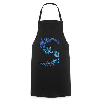 Blue Butterflies Women Girls - Cooking Apron - black - Front - AI Model Male 185 dark (185cm)