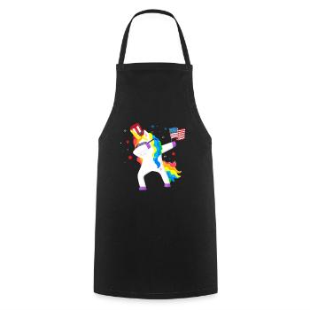 Dabbing Unicorn Lovers July 4 USA - Cooking Apron - black - Front - AI Model Male 185 dark (185cm)