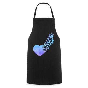 Butterfly Heart Cute Watercolor - Cooking Apron - black - Front - AI Model Male 185 dark (185cm)
