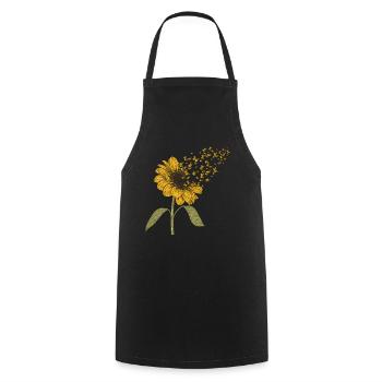 Sunflower Butterfly Women Girls - Cooking Apron - black - Front - AI Model Male 185 dark (185cm)
