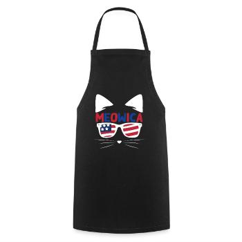 Meows America USA Patriotic Cat 4 juillet - Tablier de cuisine - noir - Devant - AI Model Male 185 dark (185cm)