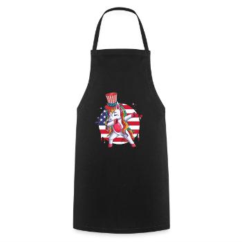 Dabbing Unicorn Juillet 4 Femmes Filles USA - Tablier de cuisine - noir - Devant - AI Model Male 185 dark (185cm)