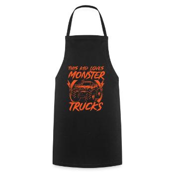 Monster Trucks Fan Girls Boys Monster Truck - Cooking Apron - black - Front - AI Model Male 185 dark (185cm)