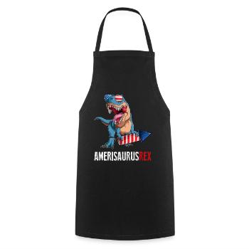 America Trex US Patriotic Dino 4 juillet - Tablier de cuisine - noir - Devant - AI Model Male 185 dark (185cm)