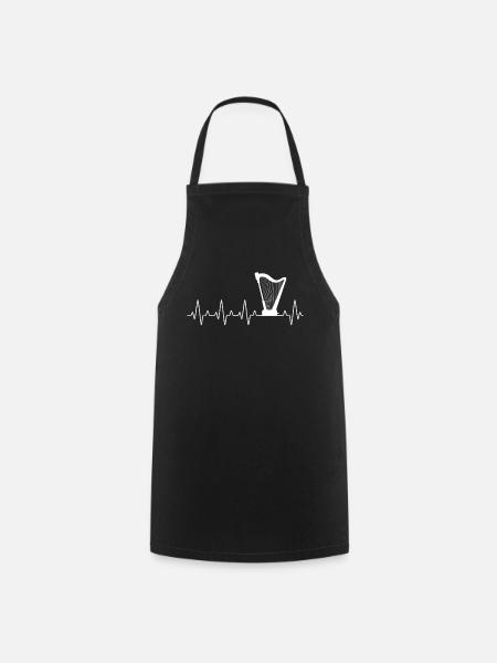 Harp Heartbeat Musicien Harpiste - Tablier de cuisine - noir
