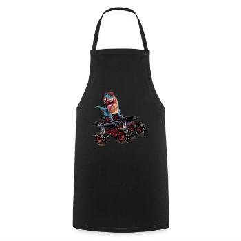 Trex Monster Truck Dirt Racing Dinosaurs - Cooking Apron - black - Front - AI Model Male 185 dark (185cm)