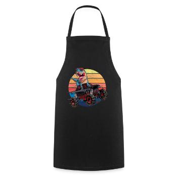 Trex Monster Truck Boys Dirt Race Dinosaur - Cooking Apron - black - Front - AI Model Male 185 dark (185cm)