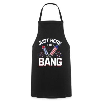 Feux d’artifice Humour Drapeau américain 4 juillet - Tablier de cuisine - noir - Devant - AI Model Male 185 dark (185cm)
