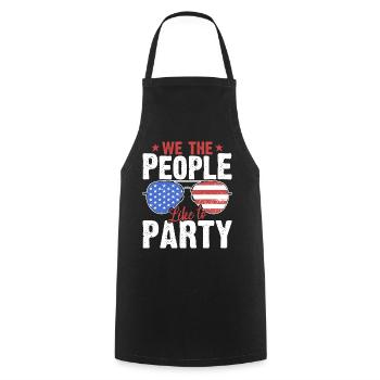 American Flag USA July 4th Party - Cooking Apron - black - Front - AI Model Male 185 dark (185cm)