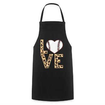 Leopard Baseball Theme Women Baseball - Cooking Apron - black - Front - AI Model Male 185 dark (185cm)