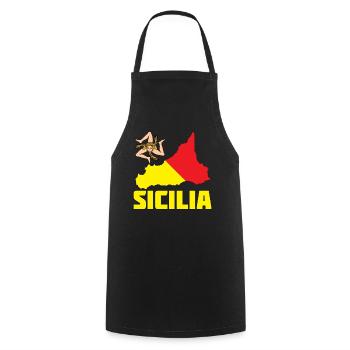Sizilien Flagge Wappen Sicilia - Kochschürze - Schwarz - Vorne - AI Model Male 185 dark (185cm)