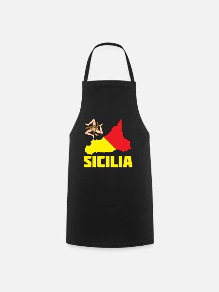 Sicile Drapeau Armoiries Sicile - Tablier de cuisine - noir
