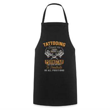 Funny Tattoo Artist Tattoos Inked Tattooist - Cooking Apron - black - Front - AI Model Male 185 dark (185cm)