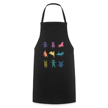 Colorful Dog Yoga Pose Funny Yoga Teacher - Cooking Apron - black - Front - AI Model Male 185 dark (185cm)