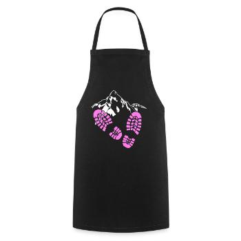 Hiking Herzchen Berge Mountain hiking - Cooking Apron - black - Front - AI Model Male 185 dark (185cm)