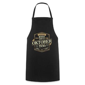 October 1936 birthday man - Cooking Apron - black - Front - AI Model Male 185 dark (185cm)