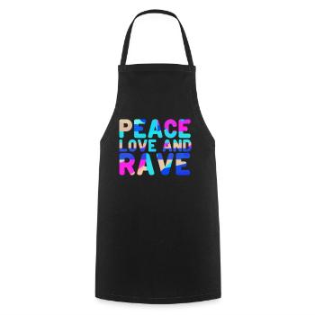 Raver Festival Hardtekk Techno Rave - Kochschürze - Schwarz - Vorne - AI Model Male 185 dark (185cm)