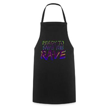 Raver Festival Techno Rave Hardtekk - Kochschürze - Schwarz - Vorne - AI Model Male 185 dark (185cm)