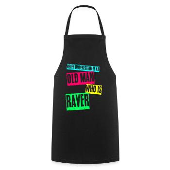 Raver Festival Old Man Techno Rave - Kochschürze - Schwarz - Vorne - AI Model Male 185 dark (185cm)