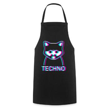 Raver Techno Waschbär Hardtekk Rave - Kochschürze - Schwarz - Vorne - AI Model Male 185 dark (185cm)