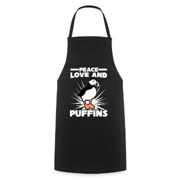 Puffin Papageientaucher Spruch Puffins - Kochschürze - Schwarz - Vorne - AI Model Male 185 dark (185cm)