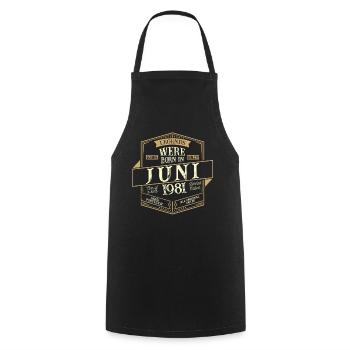 June 1981 Birthday Man - Cooking Apron - black - Front - AI Model Male 185 dark (185cm)