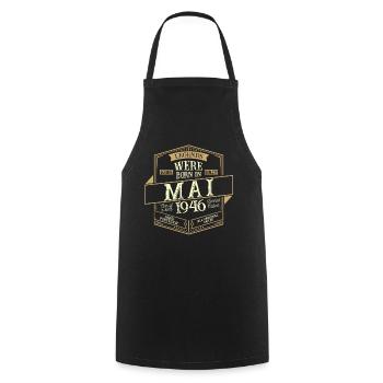 Mai 1946 Anniversaire Homme - Tablier de cuisine - noir - Devant - AI Model Male 185 dark (185cm)