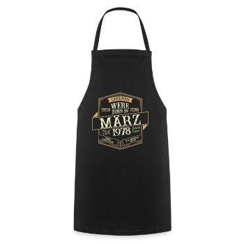 March 1978 Birthday Man - Cooking Apron - black - Front - AI Model Male 185 dark (185cm)