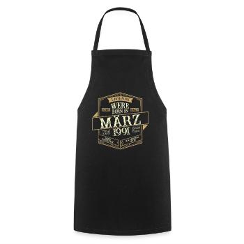 Mars 1991 Anniversaire Homme - Tablier de cuisine - noir - Devant - AI Model Male 185 dark (185cm)