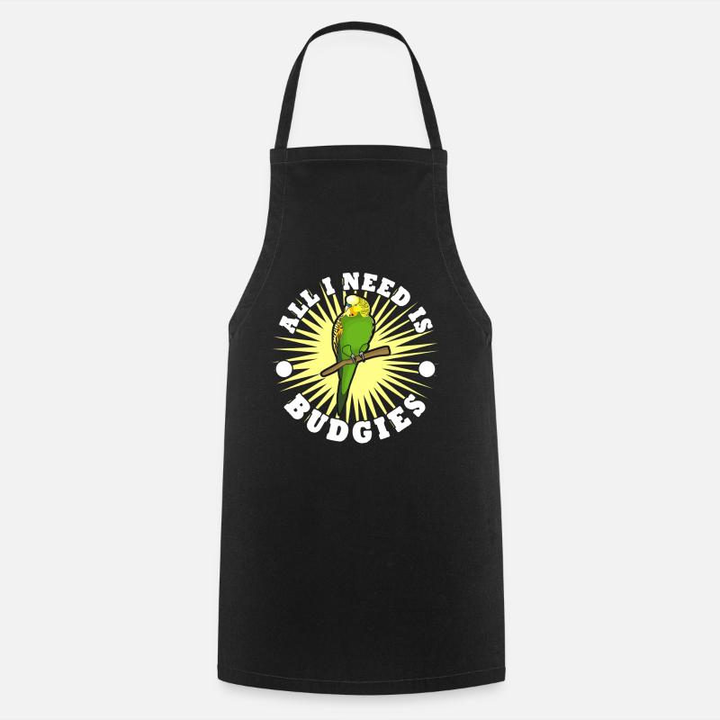 Budgie Budgie Budgerigar - Cooking Apron - black