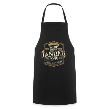 Janvier 1999 Anniversaire Homme - Tablier de cuisine - noir - Devant - AI Model Male 185 dark (185cm)