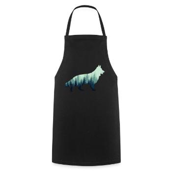 White Shepherd Forest Shepherd Dogs - Cooking Apron - black - Front - AI Model Male 185 dark (185cm)