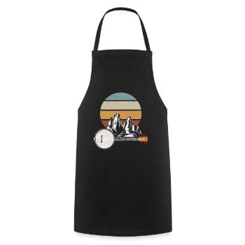 Retro Banjo Mountain Lovers Country Music - Cooking Apron - black - Front - AI Model Male 185 dark (185cm)